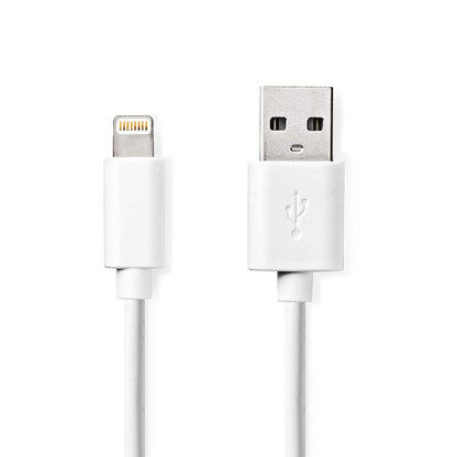 Nedis Lightning Cable | USB 2.0 | Apple Lightning 8-Pin | USB-A Male | 480 Mbps | Nickel Plated | 1.00 m | Round | PVC | White | Label | 15.760.792