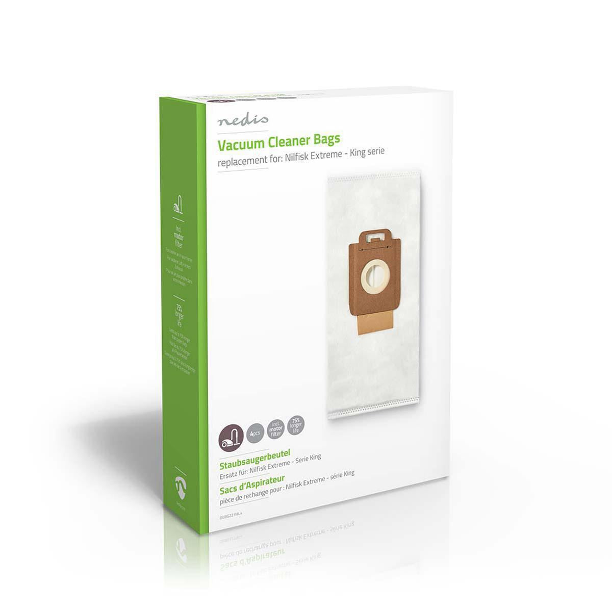 Nedis DUBG221NIL4 | Vacuum Cleaner Bag | 4 pcs | Synthetic | Most sold for: Nilfisk | White