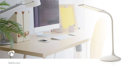 Nedis LED Desk Lamp | Dimmable | 280 lm | Rechargeable | Touch Function | White