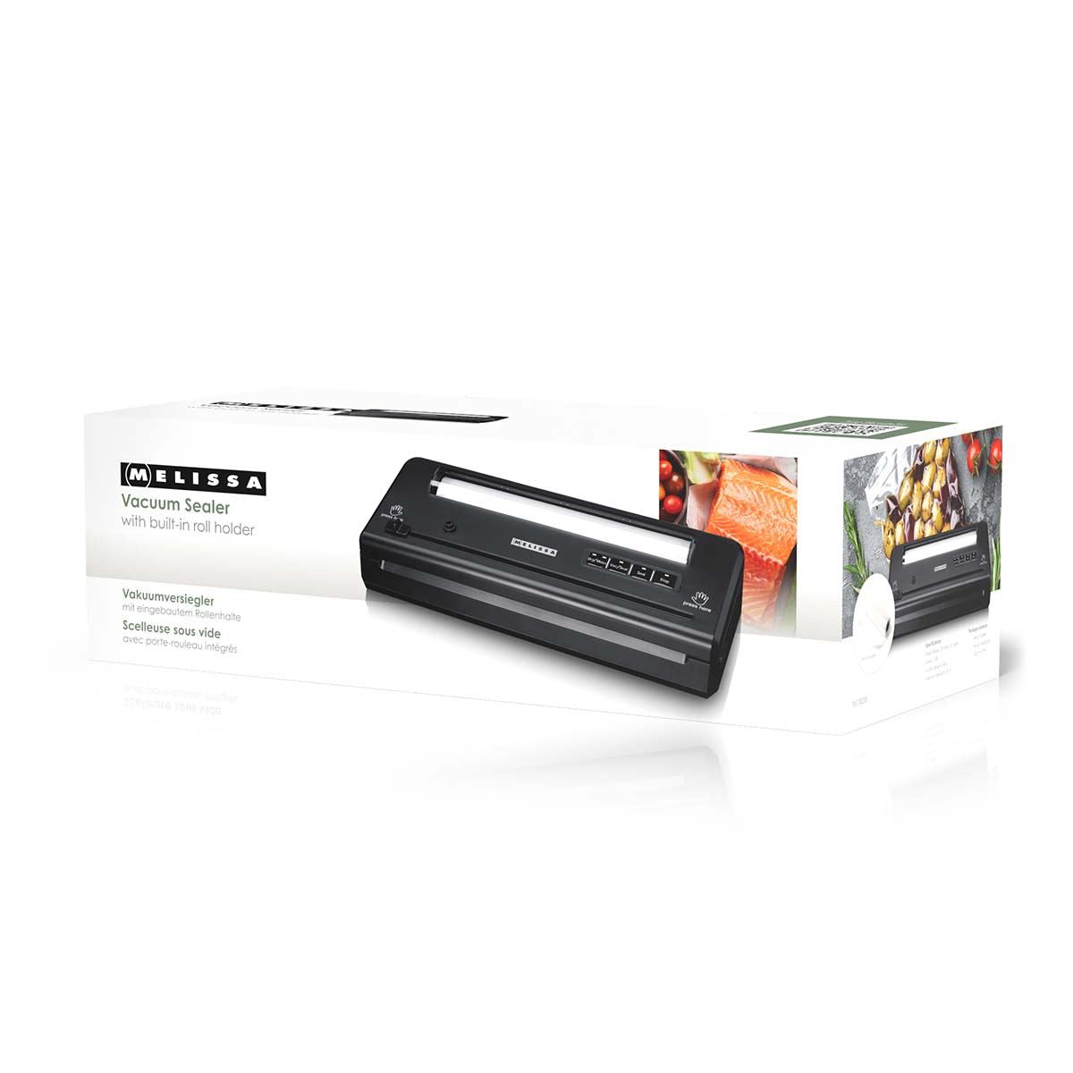 MELISSA Vacuum sealer | 110w | with Integrated Roll Holder |Built-in Cutter | Black