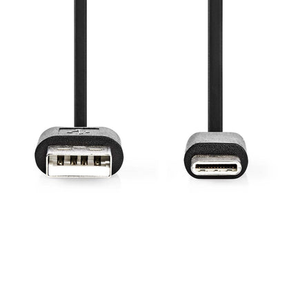 Nedis USB Cable | USB 2.0 | USB-C™ Male | USB-A Male | 15 W | 480 Mbps | Nickel Plated | 3.00 m | Round | PVC | Black | Box