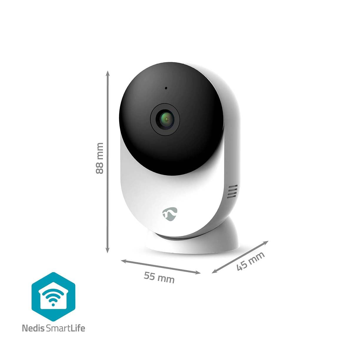 Nedis SmartLife Indoor Camera | Wi-Fi | 3MP Full HD 1296p | Cloud Storage (optional) / microSD (not included) / Onvif | With motion sensor | Night vision | White