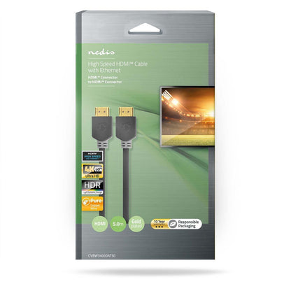 Nedis High Speed HDMI™ Cable with Ethernet | HDMI™ Connector | HDMI™ Connector | 4K@60Hz | ARC | 18 Gbps | 5.00 m | Round | PVC | Anthracite | Box