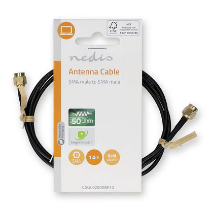 Nedis SMA Cable | SMA Male | SMA Male | Gold Plated | 50 Ohm | Single Shielded | 2.00 m | Round | PVC | Black | Label