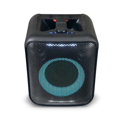 Nedis Bluetooth® Party Speaker | Maximum battery play time: 5 hrs | 150 W | Carrying handle | Party lights | Linkable | Equalizer | Black / Orange