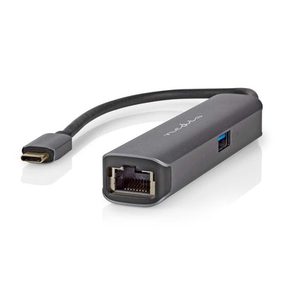 Nedis USB Multi-Port Adapter | USB 3.2 Gen 1 | USB-C™ Male | HDMI™ Output / RJ45 Female / USB-A Female / USB-C™ Female | 5 Gbps | 0.20 m | Round | Gold Plated | PVC | Anthracite | Box
