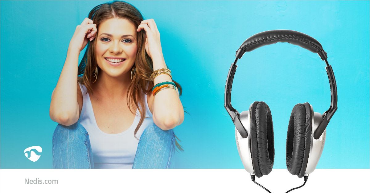 Nedis Over-Ear Wired Headphones | Cable length: 6.00 m | Volume control | Black / Silver