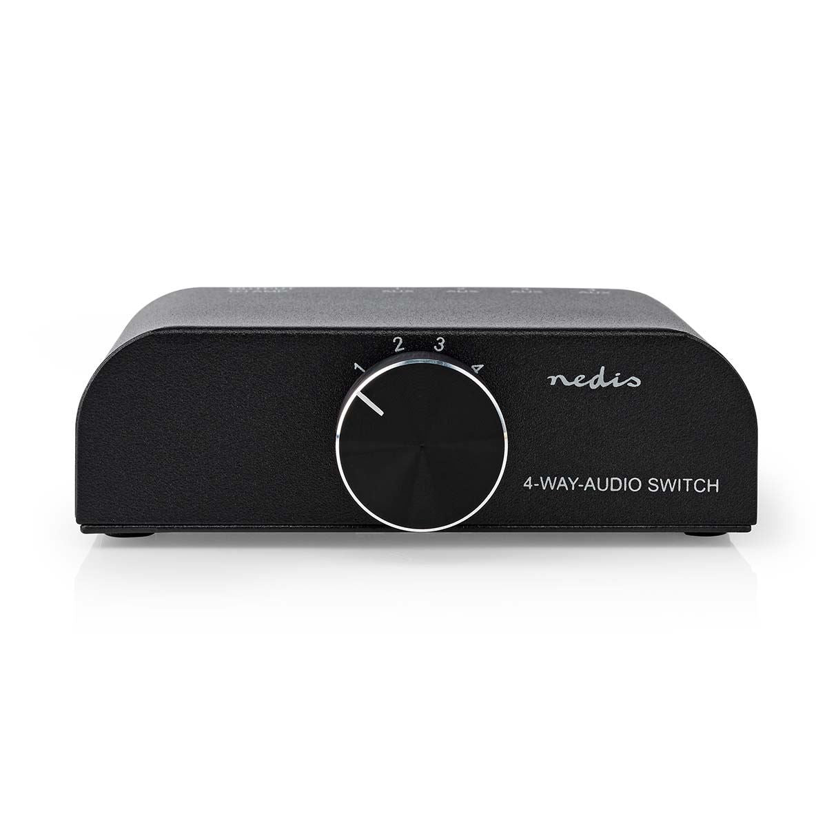 Nedis Analogue Audio Switch | 4 port(s) | Connection input: 1x 3.5 mm Audio Input / 3x (2x RCA Female) | Connection output: 1x (2x RCA Female) | Manual | Metal | Anthracite