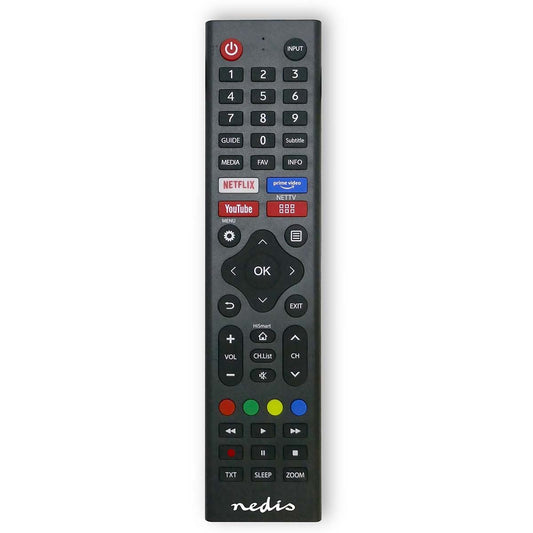 Nedis Replacement Remote Control | Suitable for: Hi-Sense | Preprogrammed | 1 Device | Amazon Prime / Disney + Button / Netflix Button / Rakuten TV Button | Infrared | Black | HS01994