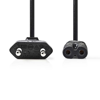 Nedis Power Cable | Euro Male | IEC-320-C7 | Straight | Straight | Nickel Plated | 3.00 m | Flat | PVC | Black | Box