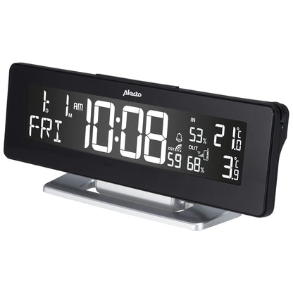 Alecto WS-2500 Large LCD Digital Alarm Clock with Weather Station | Outdoor Sensor