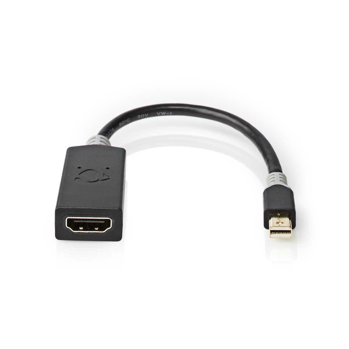 Nedis Mini DisplayPort Cable | DisplayPort 1.4 | Mini DisplayPort Male | HDMI™ Output | 48 Gbps | Gold Plated | 0.20 m | Round | PVC | Anthracite | Window Box