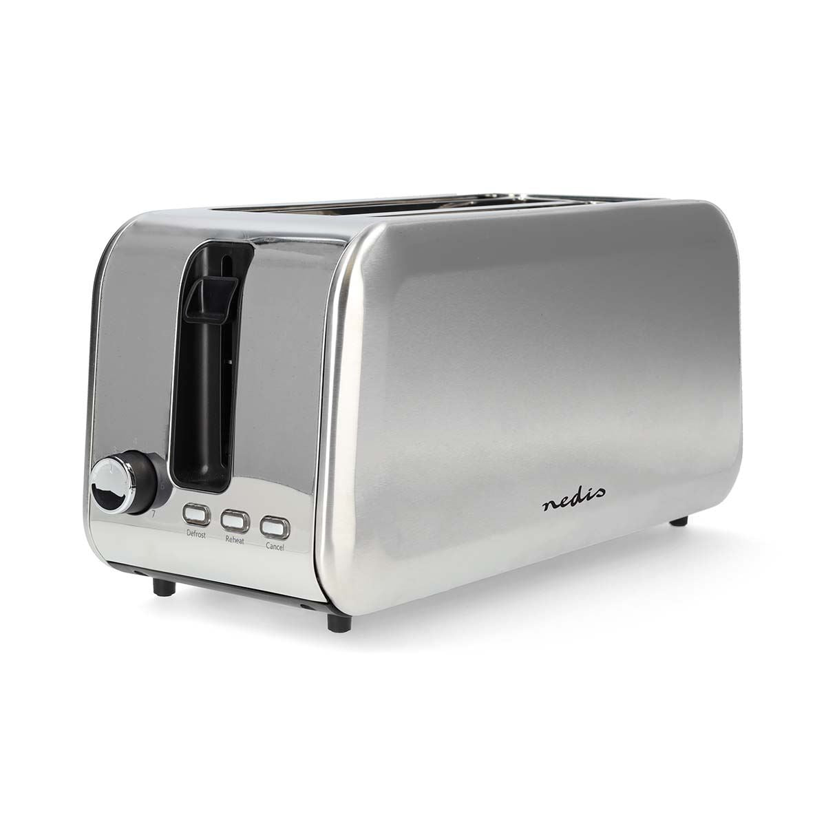 Nedis Toaster | 4 Bread Slices | 2 Long Slots | Browning levels: 7 | Defrost feature | Aluminium / Silver