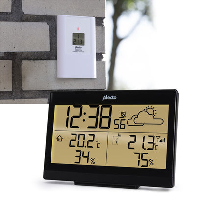Alecto Weather Station | Indoor and Outdoor Temperature | Outside Wireless sensor | Black