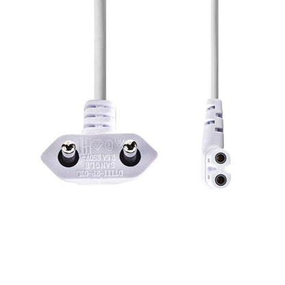 Nedis Power Cable | Euro Male | IEC-320-C7 | Angled | Angled Left | Nickel Plated | 2.00 m | Flat | PVC | White | Label