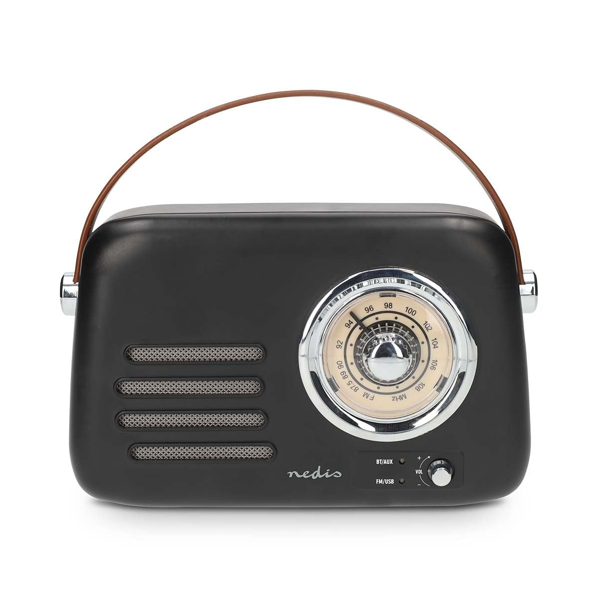 Nedis RDFM2600BK | FM Radio | Portable Design | Bluetooth® / FM | Accu Powered / USB Powered | Analogue | 10 W | Bluetooth® | Black