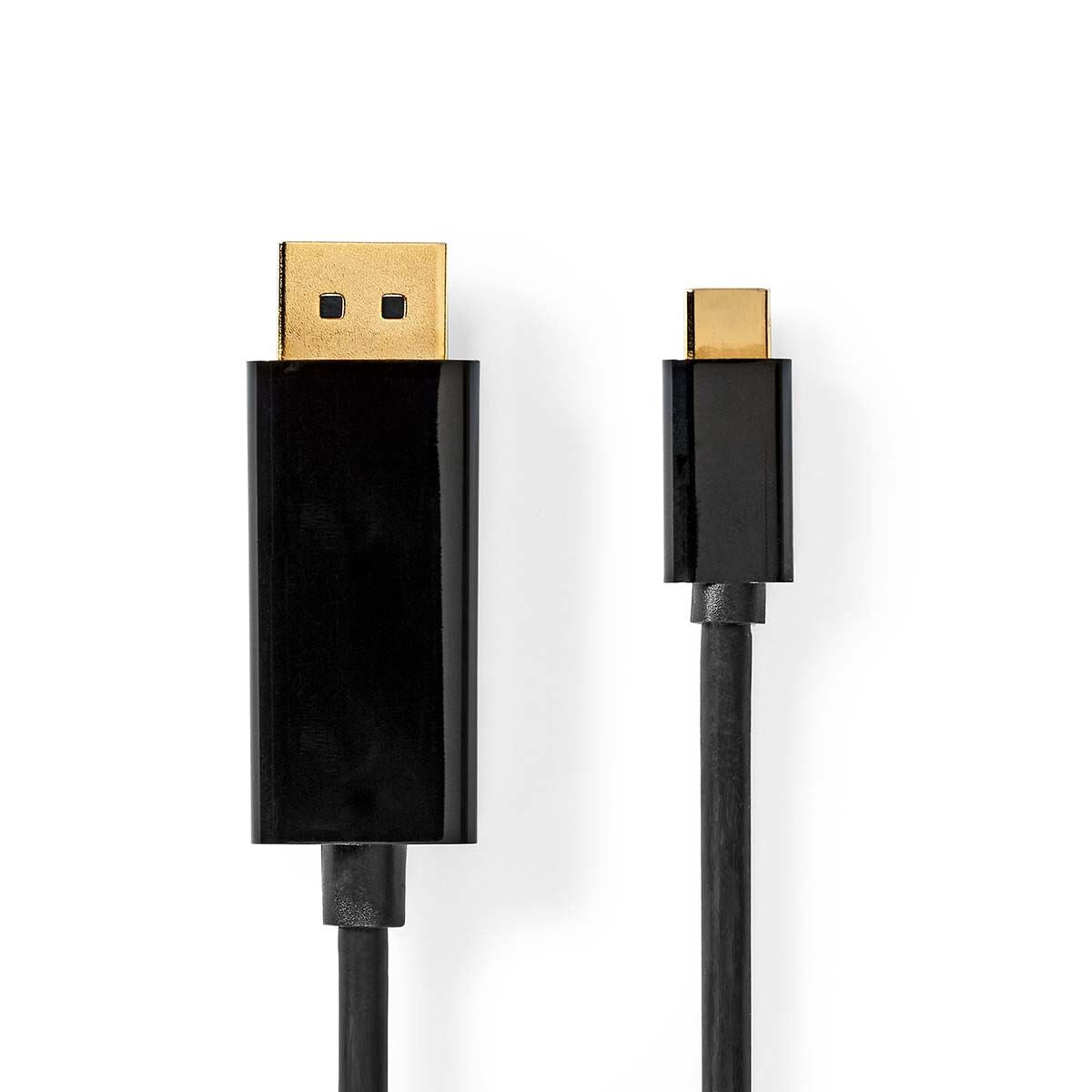 Nedis USB-C™ Adapter | USB 3.2 Gen 1 | USB-C™ Male | DisplayPort Male | 4K@60Hz | 2.00 m | Round | Gold Plated | PVC | Black | Label
