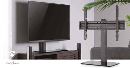 Nedis Fixed TV Desk Stand | 37 - 70 " | Maximum supported screen weight: 40 kg | Adjustable pre-fixed heights | Steel / Tempered Glass | Black