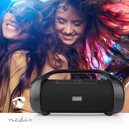 Nedis Bluetooth® Party Boombox | 9.5 hrs | 2.1 | 120 W | Media playback: AUX | IPX5 | Linkable | Carrying handle | Party lights | Black