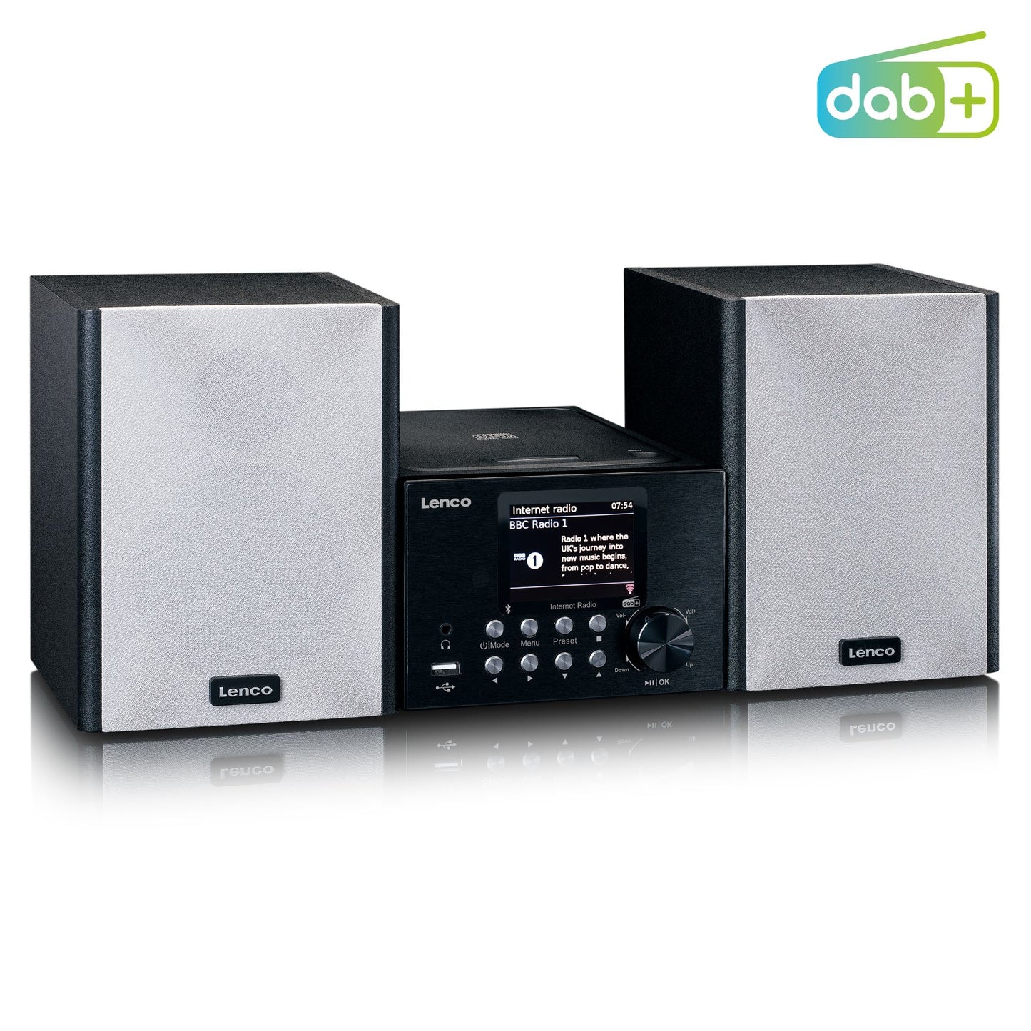 Lenco MC-250BK | Micro Music System | Internet | DAB+ Radio | Bluetooth® Speakers | CD / MP3 | Black