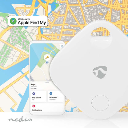 Nedis Key Finder | Compatible with: Apple Find My App | Battery Powered | 1x CR2032 | Batteries included | Bluetooth® version: 5.1 | Battery life up to: 1 year | White | 1 pcs