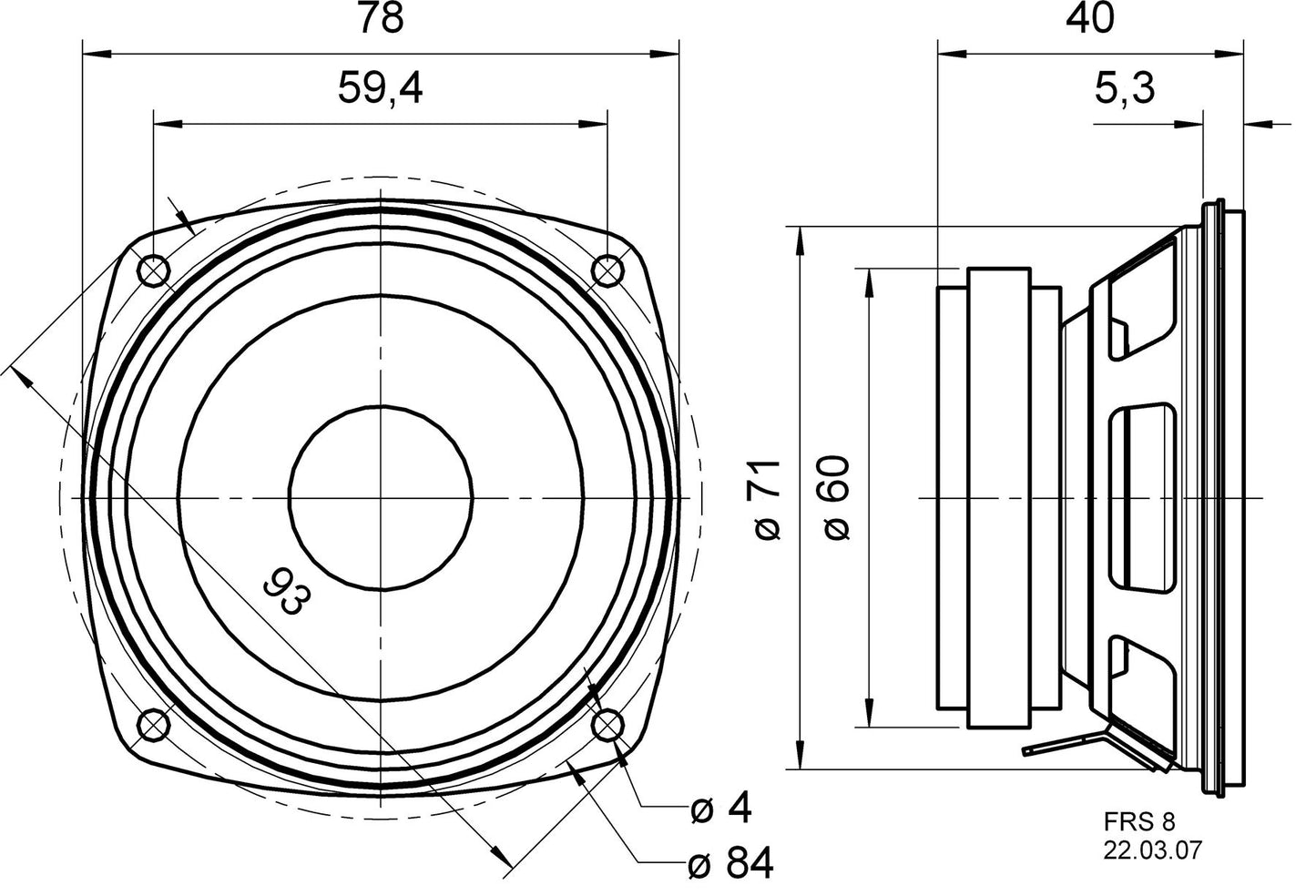 Visaton FRS 8 - 8 Ohm - 8 cm (3.3") HiFi fullrange driver