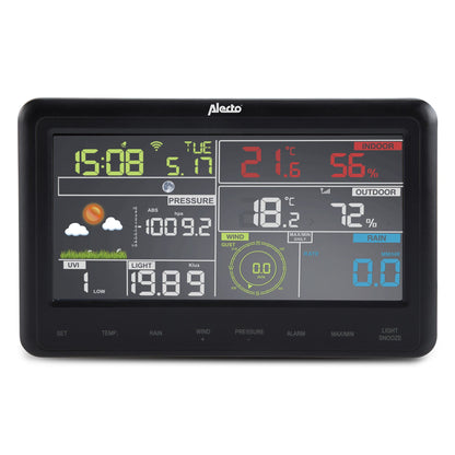 Alecto WS-5500 | 8-in-1 Wi-Fi Smart Weather Station | Indoor and Outdoor Temperature, Forecast, Wind, Pressure, Humidity, Rain & More | Outside Wireless sensor | Application | Grey