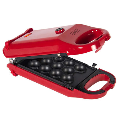Trebs 6-in-1 Snack Maker | Waffles, Doughnuts, Cake pops, Madeleine biscuits, Waffle Bowls, Mini cakes | 700W | Red