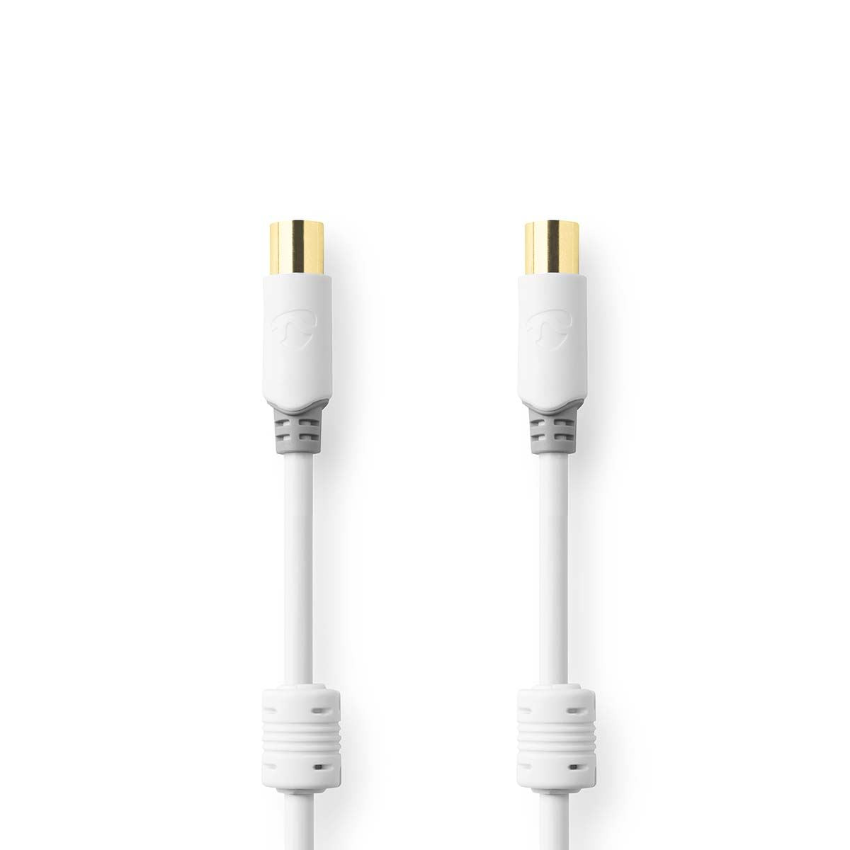 Nedis Coax Cable | IEC (Coax) Male | IEC (Coax) Female | Gold Plated | 100 dB | 75 Ohm | Double Shielded | 5.00 m | Round | PVC | White | Box