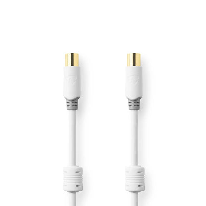 Nedis Coax Cable | IEC (Coax) Male | IEC (Coax) Female | Gold Plated | 100 dB | 75 Ohm | Double Shielded | 5.00 m | Round | PVC | White | Box