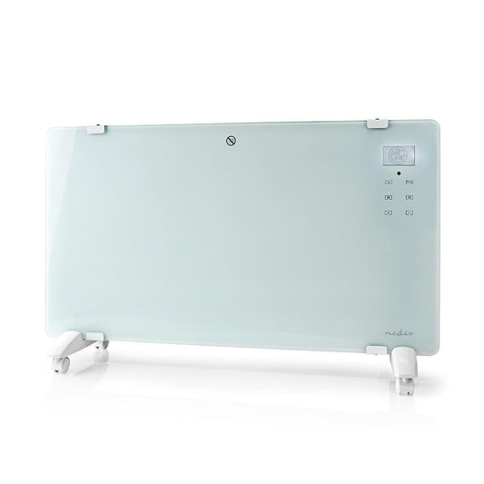 Nedis SmartLife Convection Heater | Wi-Fi | Suitable for bathroom | Glass Panel | 2000 W | 2 Heat Settings | LED | 15 - 35 °C | Adjustable thermostat | White