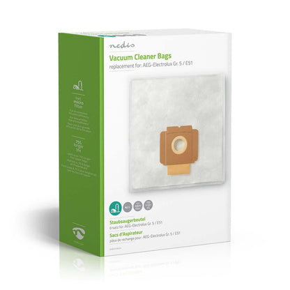 Nedis DUBG223ELE4 | Vacuum Cleaner Bag | 4 pcs | Synthetic | Most sold for: Electrolux | White