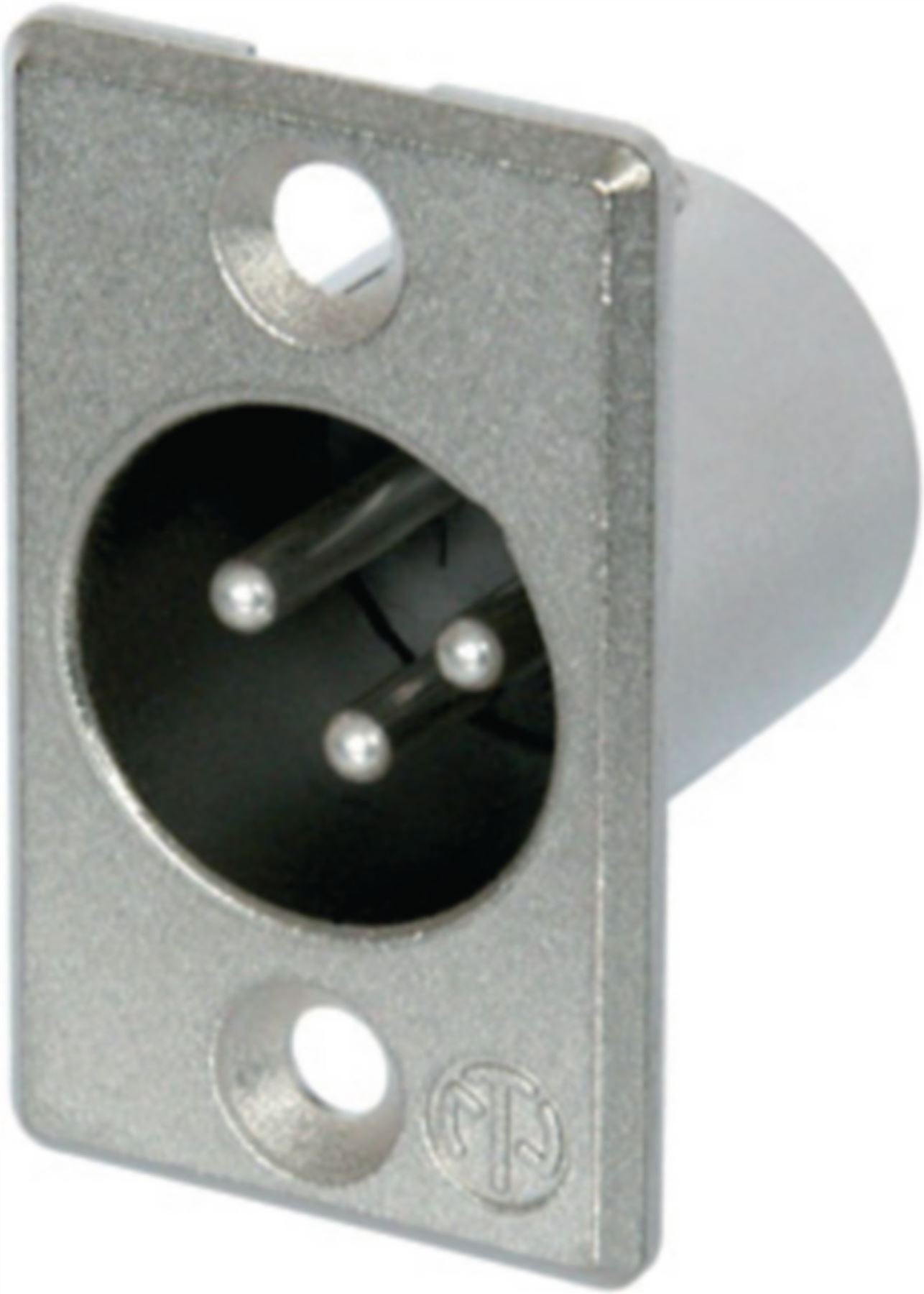 Neutrik 3 pole male receptacle, solder contacts, Nickel housing, silver contacts