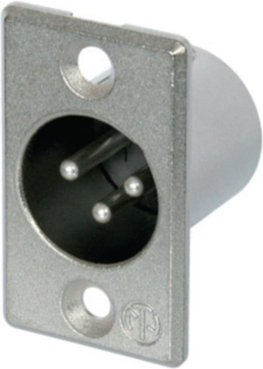 Neutrik 3 pole male receptacle, solder contacts, Nickel housing, silver contacts