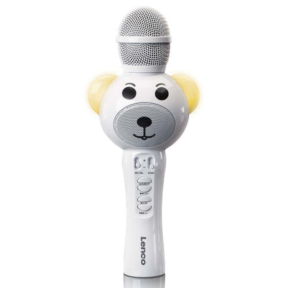 Lenco BMC-060WH | Kids Karaoke Bluetooth® Microphone | with SD Slot | LED Lights | Aux Out | White