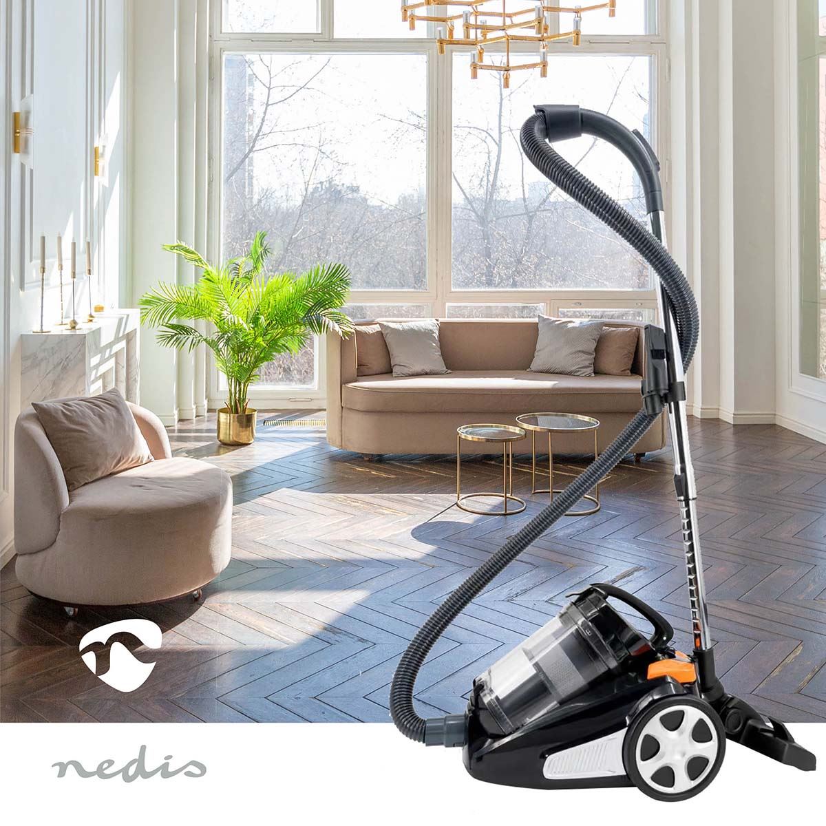 Nedis Bagless Vacuum Cleaner | Bagless | 700 W | Dust capacity: 3.0 l | Combi Brush | Action radius: 8.50 m | HEPA air filter | Anthracite / Black / Orange