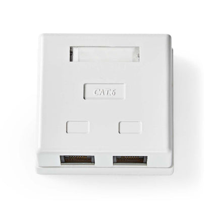 Nedis Network Wall Box | On-Wall | 2 port(s) | UTP CAT6 | Straight | Female | Gold Plated | PVC | White | Envelope