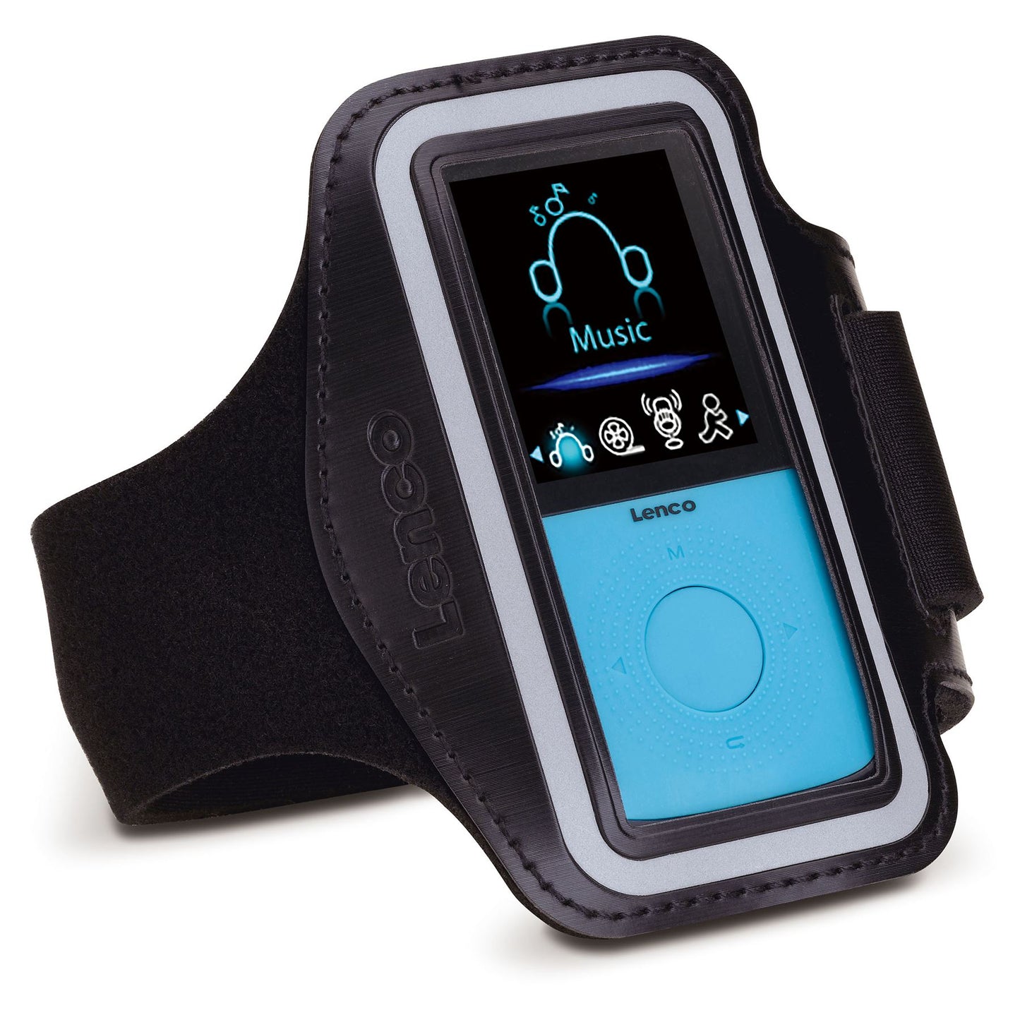 Lenco PODO-153BU | Sports MP3/4 Player with Pedometer |Wristband | 4GB | Micro SD Card Expansion | Blue