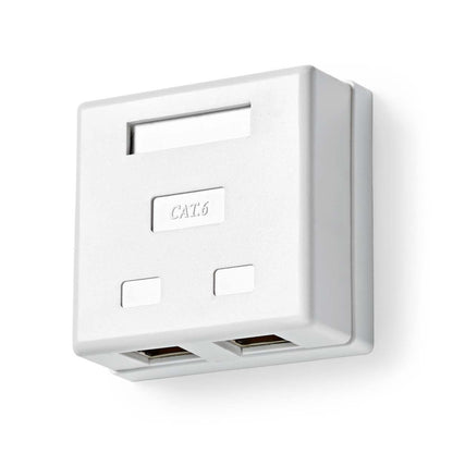 Nedis Network Wall Box | On-Wall | 2 port(s) | STP CAT6 | Straight | Female | Gold Plated | PVC | White | Envelope
