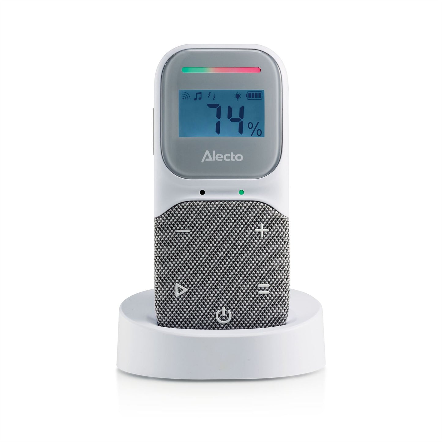 Alecto DBX140 | Modern Full Eco Audio baby monitor with crystal-clear DECT sound quality, display and night light White / Grey