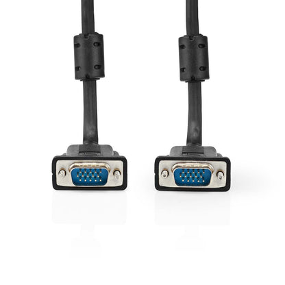 Nedis VGA Cable | VGA Male | VGA Male | Nickel Plated | Maximum resolution: 1280x768 | 5.00 m | Round | ABS | Black | Label