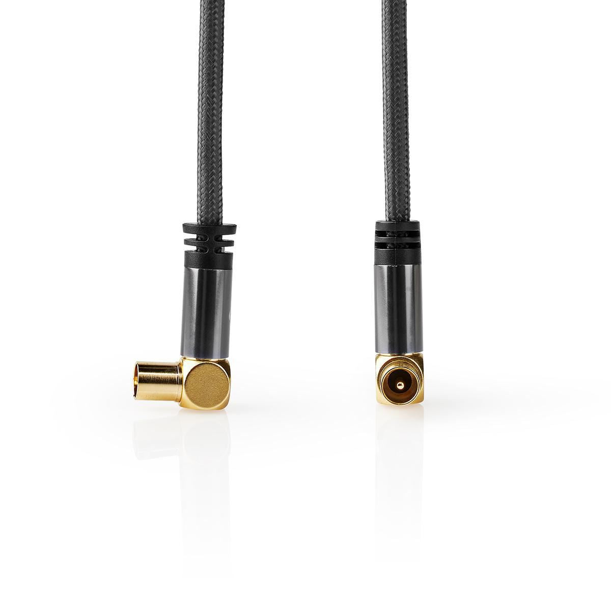 Nedis CSTB40015WT50 | Coax Cable | IEC (Coax) Male | IEC (Coax) Female | Gold Plated | 75 Ohm | Quad Shielded | 5.00 m | Round | Cotton | Grey / Gun Metal Grey | Cover Window Box