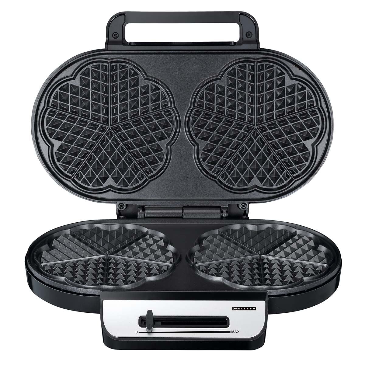 MESLISSA Waffle Maker | 2 x 5 Heart shaped waffles | 12 cm | 1200 W | Automatic temperature control | Metal / Plastic