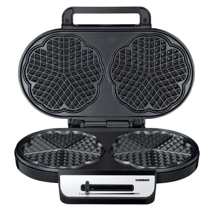 MESLISSA Waffle Maker | 2 x 5 Heart shaped waffles | 12 cm | 1200 W | Automatic temperature control | Metal / Plastic