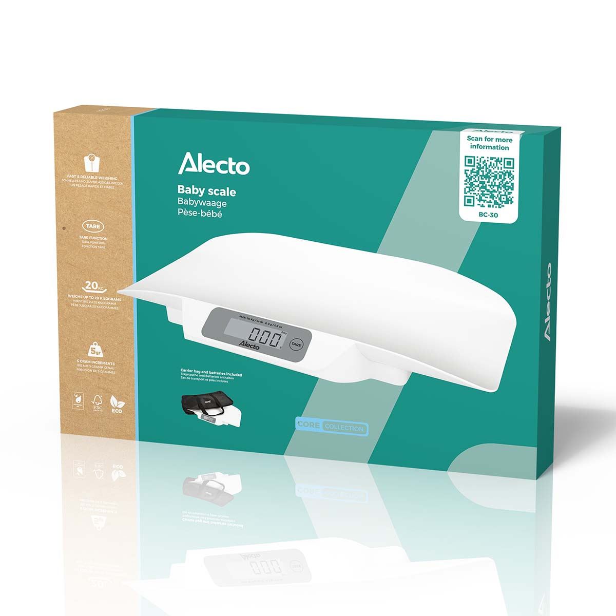 Alecto BC-30 | Digital Baby Weighing Scales, Personal Scale - Up to 20 kg with Carry Case