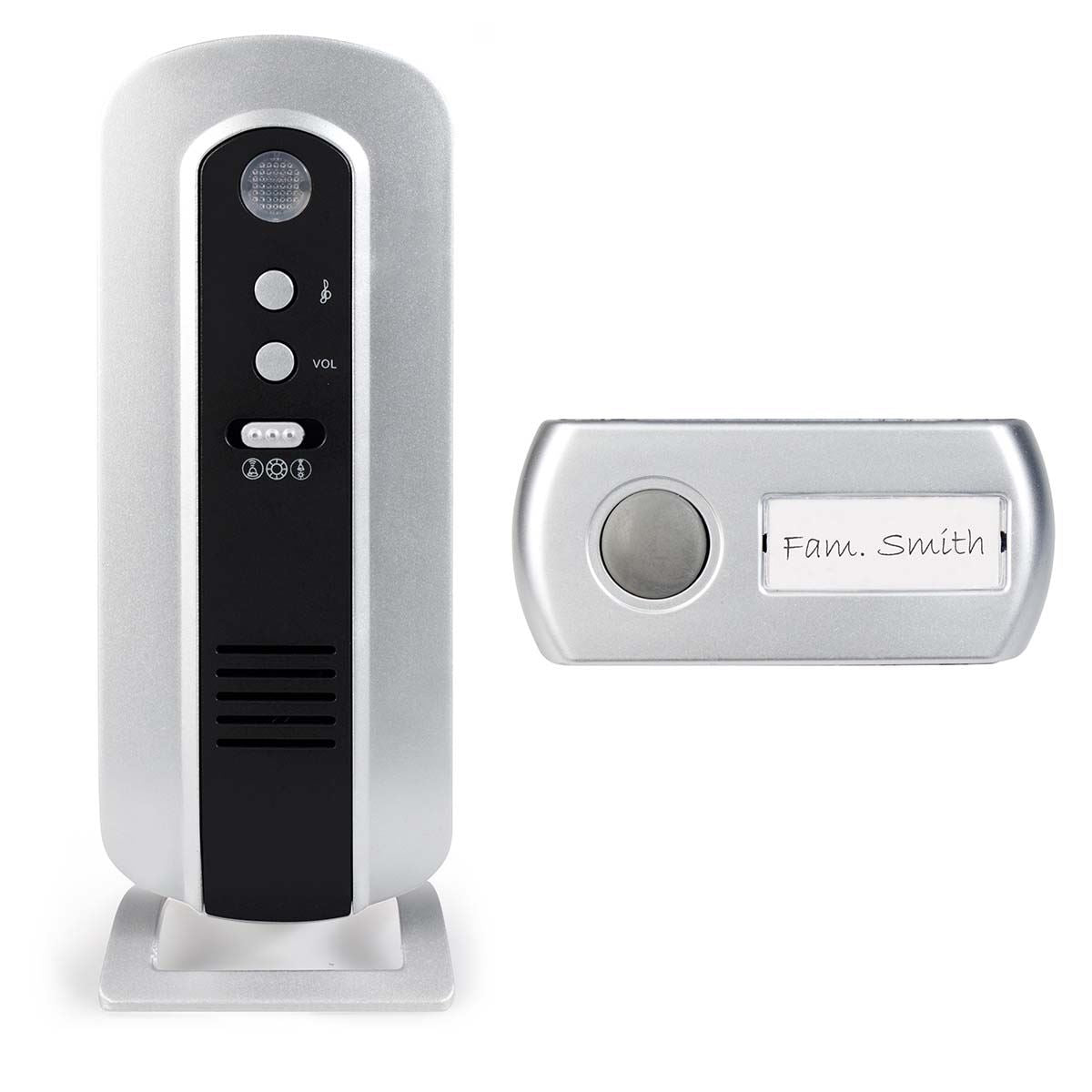 Alecto Wireless Battery Powered Doorbell | 36 Tones | Black / Silver
