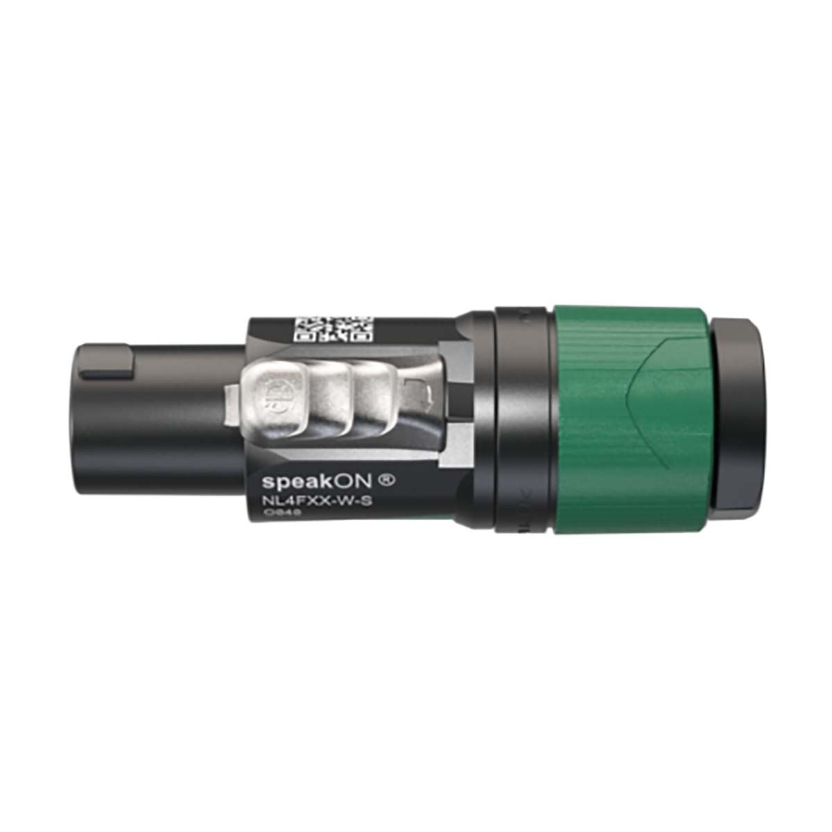 Neutrik 4 pole speakON cable connector, screw terminal assembly, chuck type strain relief for cable diameters 6 to 12 mm