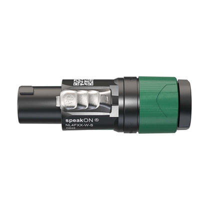 Neutrik 4 pole speakON cable connector, screw terminal assembly, chuck type strain relief for cable diameters 6 to 12 mm