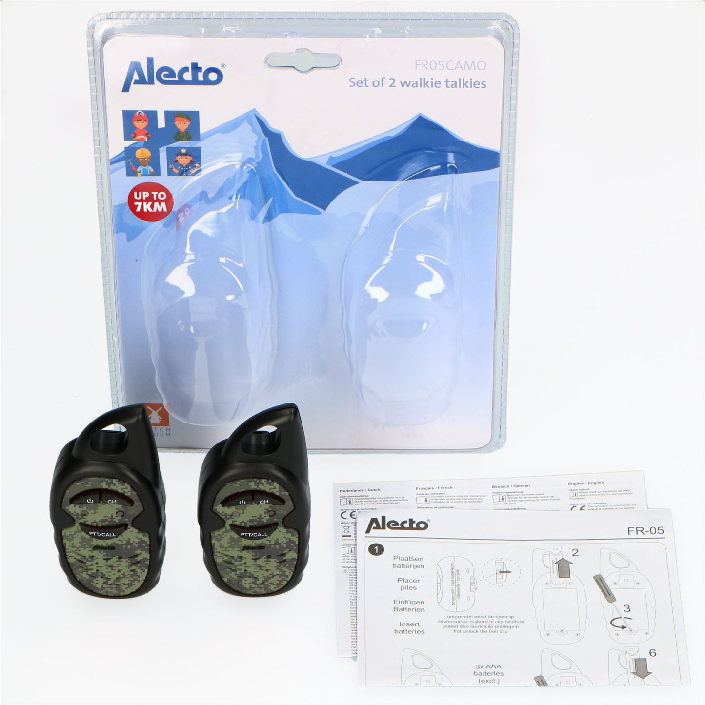 Alecto Walkie-Talkie Set | 2 Handsets | Up to 3 km | Frequency channels: 3 | PTT | up to 3 Hours | Camouflage