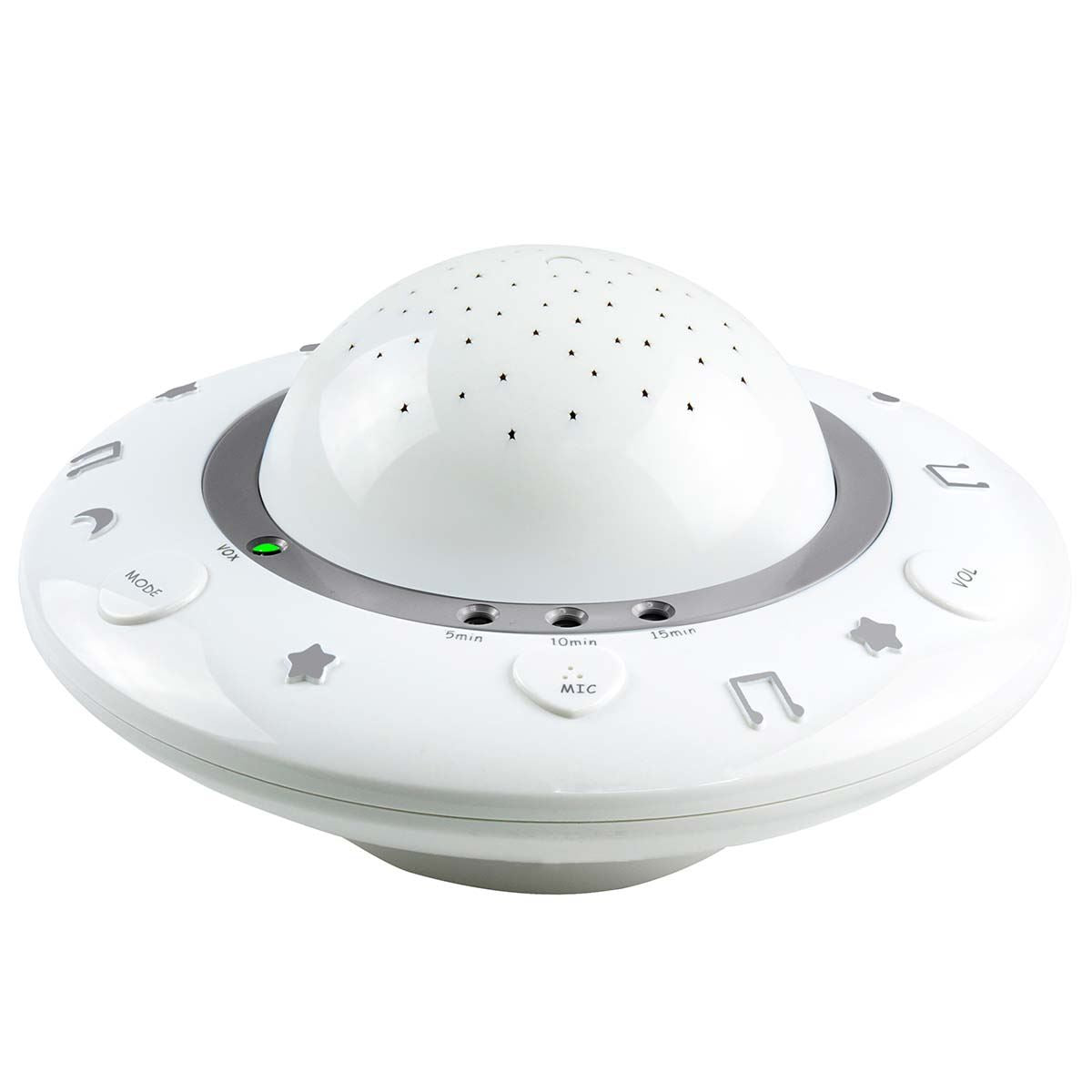 Alecto Starry Sky Nusery Projector | Adjustable Play Time | Voice Activated | Music & Light | White / Grey